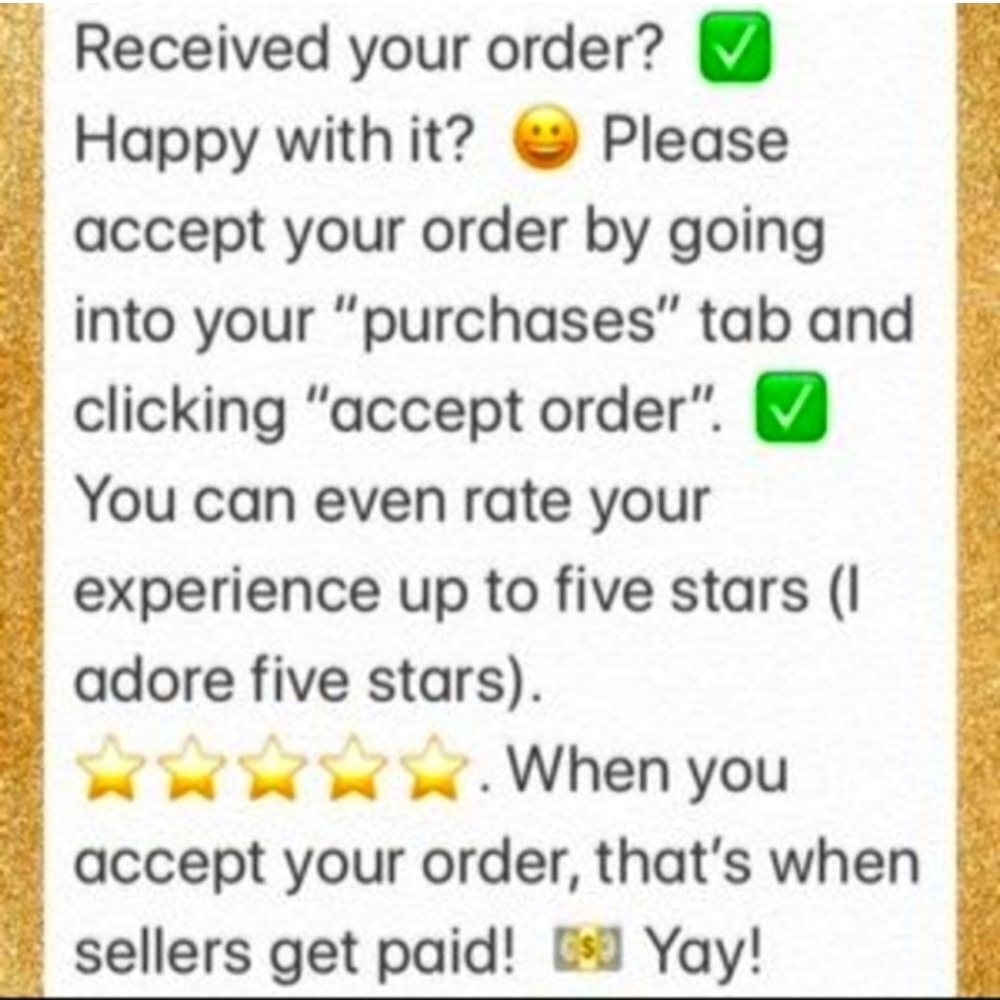 Order Acceptance Instructions with Star Rating Guide